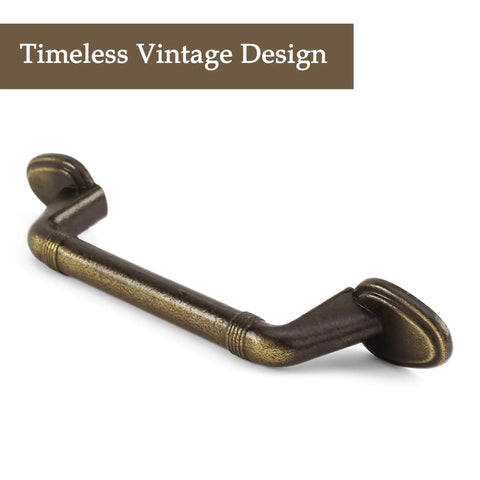 Snag This Top Shelf Set Of Six Vintage Style Cabinet Pulls Featuring A Warm Antique Bronze Finish And Reliable Three Quarter Inch Spacing For Easy Kitchen Or Closet Makeovers, showing a single vintage bronze cabinet pull.