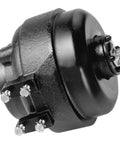 Rock Solid Heavy Duty Cast Iron Unit Bearing Motor 9W 115 Volt Clockwise Rotation Universal Fan Drive for Commercial Freezers, side view.