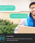 Delivery person with parcel using 2K Plus Outdoor Wired Security Camera With Person And Motion Detection, 24 Seven Recording