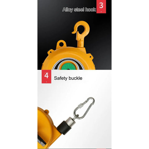 Heavy Duty Retractable Tool Balancer With 2 Meter Wire Rope And Hook For Easy Shop Floor Suspension And Hands Free Work Adjustable Tension For Holding Equipment On Assembly Lines Half To One Point Two Kilograms Capacity alloy steel hook and safety buckle