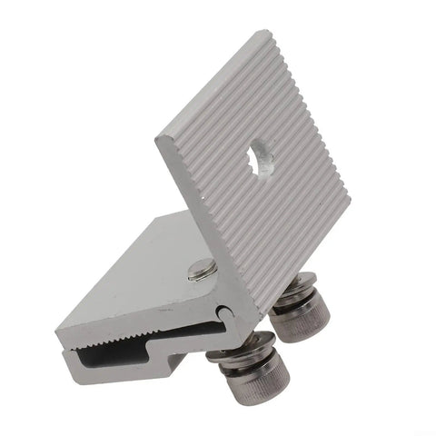 Heavy Duty Aluminum Standing Seam Clamp Pack of 4 Rock Solid Mounting Brackets for Solar PV Systems and Sheet Metal Roofs 45X52mm Silver showing grip fit detail.