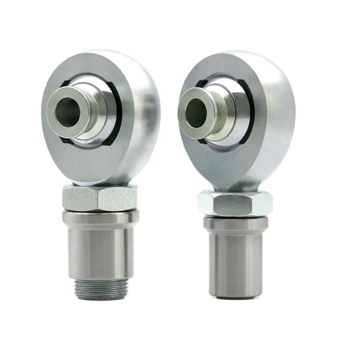 One Piece Heavy Duty Heim Joint Kit Featuring Wicked Tough Rod End Bearing With Self Aligning Spherical Ball Socket, steel construction, close-up view.