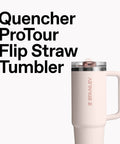 Solid Double Wall Vacuum Insulated Flip Straw Travel Tumbler With Secure Leakproof Lid Keeps Drinks Ice Cold All Day Long Rose Quartz Thirty Ounce Portable Cup For Gym Hiking And Daily Grind, showcasing a pink tumbler with a straw.
