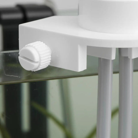 Close-up of Pressure Fed Aquarium Water Refiller Automatic Fish Tank Level Regulator Screw On Mount, adjustable knob visible.