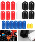 Assorted PVC Vacuum Hose End Plugs Kit 20 Pcs Five Sizes in red, black, blue, white, and yellow for vacuum hoses and models