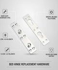 Durable Galvanized Steel Bed Hinge For Murphy And Folding Beds 4.8 Inch Square Corner Replacement Hardware Silver Pivot Joint 1 Pack