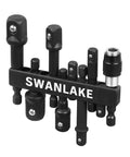 9-Piece Impact Socket Adapter Set For Impact Drivers, 1/4 Inch, 3/8 Inch, And 1/2 Inch, Heavy-Duty Vanadium Steel With Black Oxide