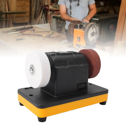 Banapoy 3" Mini Bench Grinder With Variable Speed, Powers 2000 To 6000 RPM, Cordless Design with dual wheels, compact for precision work.
