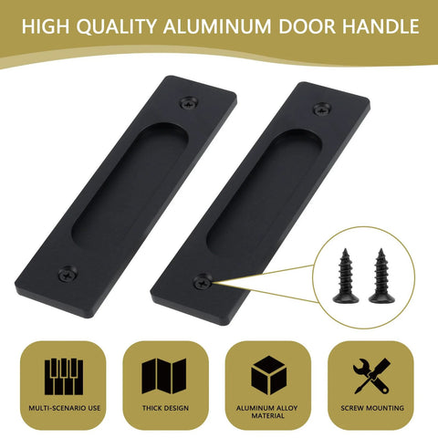 4 Pack Black Recessed Sliding Barn Door Pull Handles, Flush Finger Pull With Aluminum Alloy Construction, includes screws