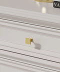 Twenty Pack Premium Gold Cabinet Knobs And Sturdy Drawer Pulls Featuring A Sleek Brushed Brass Finish on white dresser.