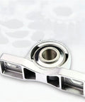 Ready To Roll 304 Stainless Steel Pillow Block Bearing Featuring A Sealed Spherical Insert Built For Straightforward Plate Mounting On Every Industrial Rig at an angle highlighting the sealed insert.