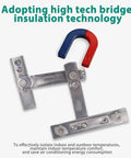 Front view of stainless steel casement window hinge with friction stay and ventilation limiter