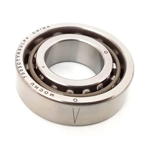 Top Shelf 17X35X10 mm Abec 7 Angular Contact Ball Bearing Single Row 15 Degree Angle For CNC Machines close up view.