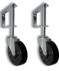 Heavy Duty Spring Loaded Gate Caster Two Pack With Hard Rubber Wheels That Roll Smooth As Butter On Pavement And Trails Built Tough For Zero Drama Handling 220 Lbs Each with spring-loaded design.