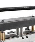 Front view of Three Station Sheet Metal Bender Roller with steel and aluminum parts, for 0 to 90 degree bends and 0.3-1.0mm sheets