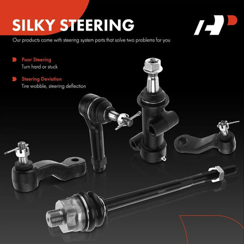 Drop Dead Reliable 13 Piece Front Suspension Overhaul Kit Featuring Bulletproof Upper Control Arms And Rock Solid Sway Bar Links For Chevy Silverado And Gmc Yukon components showing black steel rod ends and links.