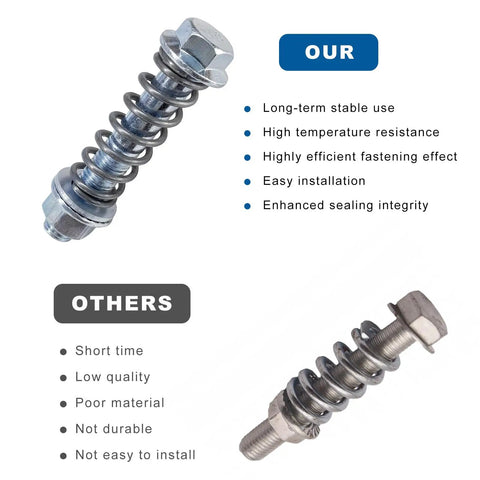 Heavy Duty M10x1.5 Exhaust Manifold Bolts - Detailed image showing durable bolt with spring, designed for effective muffler repair.