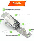 4 Pack Beefy, Heavy Duty Spring Loaded Toggle Latch Catch Set In 304 Stainless Steel shown with detailed parts labeled.