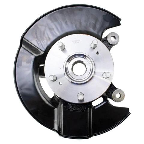 Rugged Front Wheel Bearing And Hub Assembly With Steering Knuckle Pair For 2005 To 2008 Honda Pilot showing front view of bearing with knuckle and black shield.