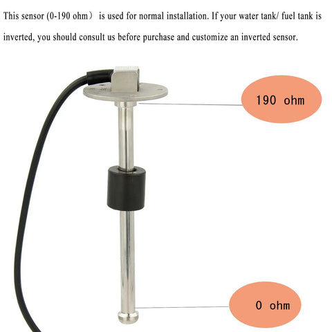 Heavy Duty Marine Fuel Sending Unit 0 190 Ohm 17 72 Inch Stainless Steel Tank Gauge Sensor for boat and RV use.