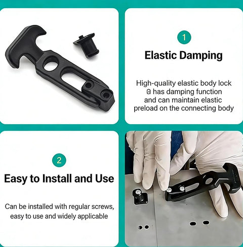 Beefy Flexible Rubber Draw Latch Set, 2 Pack Elastic T Bar Lock with Carbon Steel Bracket showcased and installation being demonstrated
