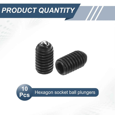 Ten Pack M3 X 5mm Hex Socket Ball Plungers High Carbon Steel Spring Loaded Detent Pins built tough, black, for garage projects.