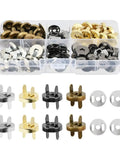 Heavy Duty 40 Pack Of 14Mm Metal Button Snap Fasteners Assorted Silver Gold Bronze Gunmetal Solid Choice For Kicking Off Quilting Bag Repairs And Leather Crafting Jobs With Zero Hassle in clear storage container.