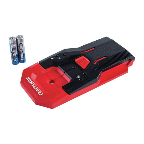 Professional Wall Scanner And Stud Locator With Three Quarter Inch Depth, red and black design with battery pack.