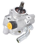 Premium Power Steering Pump Replacement For Toyota Camry And Solara 1995 Through 2006 3.0L V6 motor with silver aluminum housing.