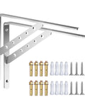 Two Pack Wall Mounted Stainless Steel Brackets With Triangular Structure Heavy Duty Shelf Brackets Adjustable Height with screws