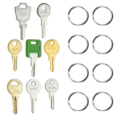 Eight Pack Universal Replacement Utility Key Set For RV Compartments Truck Toolboxes Dispensers And Maintenance Equipment With CH751 CH501 CH545 A126 CAT74 E114 MK9901 Keys, eight keys on rings