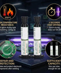 High Performance UV Curing Solder Mask Ink For PCB Repair And Insulation Fast Dry Two Pack White Solder Mask Paint For BGA Rework And Spot Welding And Repair Kit Included, bottles on UV light background.