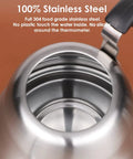 Top view of Gooseneck Pour Over Kettle With Flow Control For Stovetop Brew, Stainless Steel Teapot, open lid showing interior.