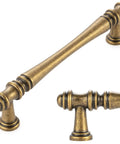 Slick Antique Brass Cabinet Pulls 10 Pack, 5 Inch Solid Metal handle showcasing vintage design and smooth grip for cabinets.