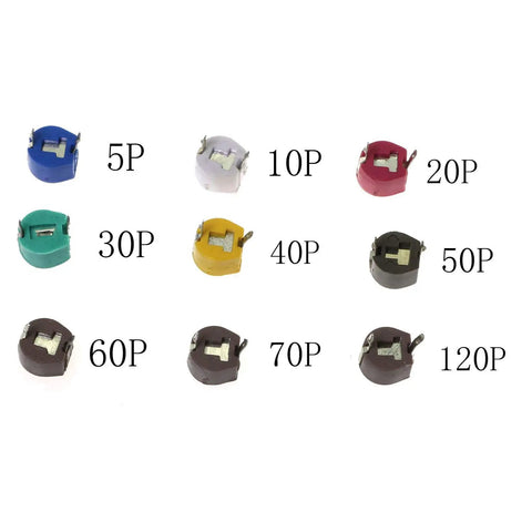 Grab This Must Have 18 Pack Adjustable Trimmer Capacitor Set For Arduino Projects With 5Pf To 120Pf Adjustments color coded SMD parts.