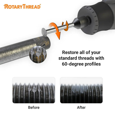 Universal Thread Repair Kit Set With All In One Thread Files demonstrating thread restoration with before-and-after examples