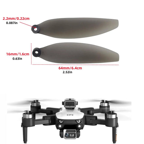 16Pcs Foldable Propeller Set For S2S Brushless Obstacle Avoidance Drone with labeled forward and reverse sides