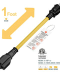 One Foot Nema 5-15P To 6-20R Electric Vehicle Charging Adapter Cable 12Awg Heavy Duty Power Extension Cord Built Tough For Real World Use Straight Shot Plug And Play Design.