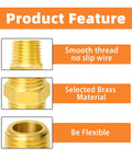 Brass Pipe Fittings Hex Nipple and Hex Coupler 3/8 Inch NPT with smooth thread and selected brass material features