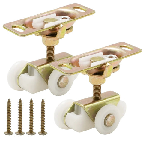 Sliding Pocket Door Rollers Assembly, 2 Pack Top Hanger Replacement Kit For Johnson Bypass Closet Doors, Three Quarter Inch Roller Wheels