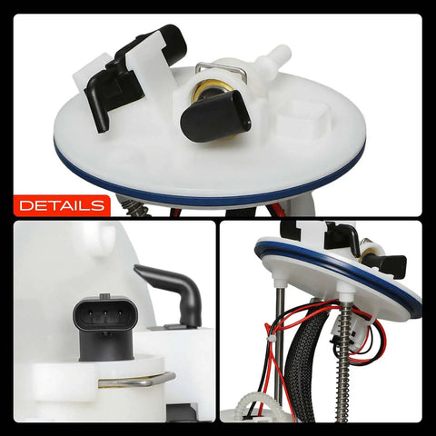 Straight Up Electric Fuel Pump Module Assembly With Pressure Sensor For Hyundai Azera And Kia Cadenza V6 3.3L close-up view showing connectors and assembly details.