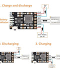 8 Pack 2A 5V Charge Discharge Integrated Module for 18650 Li Ion Batteries with Protection Boost Power Supply and Battery Level Indicator