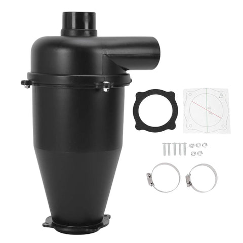 Focket Portable Cyclone Dust Collecto With Built-In Seal, Efficient Separator For Wet Dry Vacs, black plastic design, includes gasket and clamps.