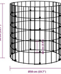 Sturdy Galvanized Steel Cylindrical Compost Bin For Outdoor Use, 19.7 X 19.7 X 19.7 Inch Tumbler, wireframe design