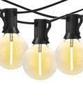 Close-up of Globe Outdoor String Lights 29Ft with 15 dimmable plastic bulbs, waterproof shatterproof patio lights for porch.