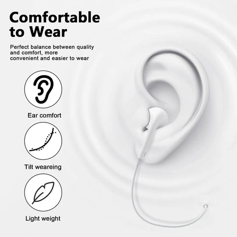 Two Pack Premium USB C Wired Earbuds Featuring A Built In DAC Chip And Tangle Free Four Foot Cord For Smartphones That Play Legit Crystal Clear Audio Without Any Static Or Sketchy Buzzing, shown comfortably fitting in ear.