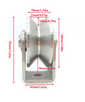 Side view of V Groove Wheel Heavy Duty Stainless Steel Caster With Bracket For Sliding Gates Rolling Gates Inverted Track And Industrial Machines High Load Capacity And Corrosion Resistant Design
