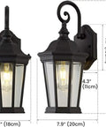 Kickin Vintage Black Outdoor Wall Lantern 16 Inch Heavy Duty Metal Hella Durable Weather Resistant Exterior Sconce Smooth Finish Quick Setup Front Porch Decor dimensions measurement with clear glass and black finish