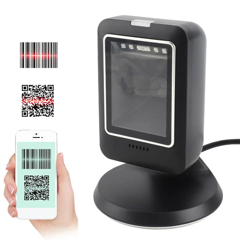Versatile Barcode Scanner 1D 2D QR Reader With CMOS Sensor for warehouse and library use reads blurry barcodes like a champ, black.