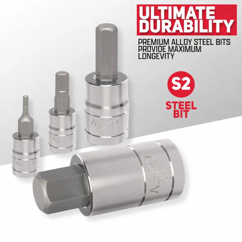 Pro Grade Boss Level Socket Set With Allen Wrenches And Torx Bits S2 Steel Bits showcasing durability and precision.